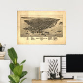 Poster Key West Florida 1884 Antique carte panoramique (Bureau à domicile)