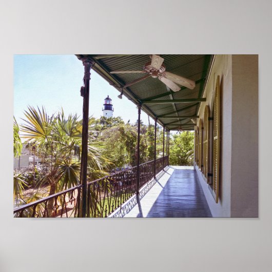 Poster Key West Lighthouse Vue depuis Hemingway House (Devant)