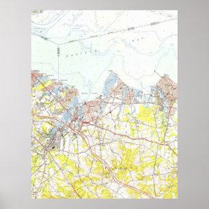 Poster Keyport, plage des syndicats et Keansburg NJ Map