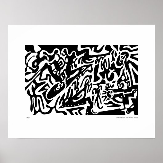 Poster "Keys", B&W numérique abstrait (Devant)