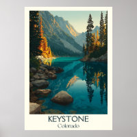 Keystone Colorado Vintage Mountain Lake Art