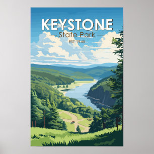 Poster Keystone State Park Pennsylvania Travel Vintage