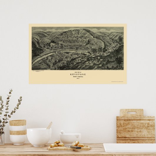 Poster Keystone, WV Panoramic Map - 1911 (Cuisine)