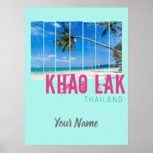 Poster Khao Lak Phang-Nga Thaïlande Vintage Beach Souveni