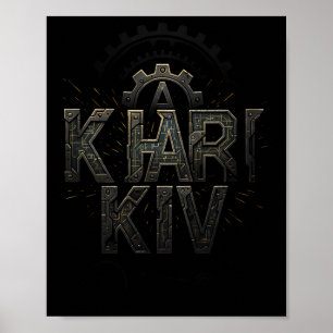 Poster Kharkiv Ukraine Circuit Tech Style Urne Ville