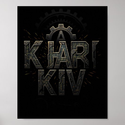 Poster Kharkiv Ukraine Circuit Tech Style Urne Ville (Devant)