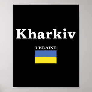 Poster Kharkiv Ukraine et le drapeau ukrainien d'Ukraine