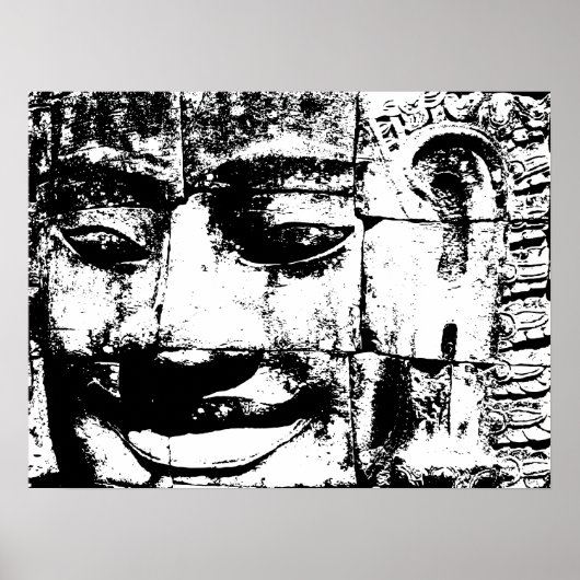 Poster Khmer Stone Face ... Temple de Bayon, Cambodge (Devant)