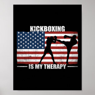 Poster Kickboxer Drapeau Américain Vintage Us Kickboxing