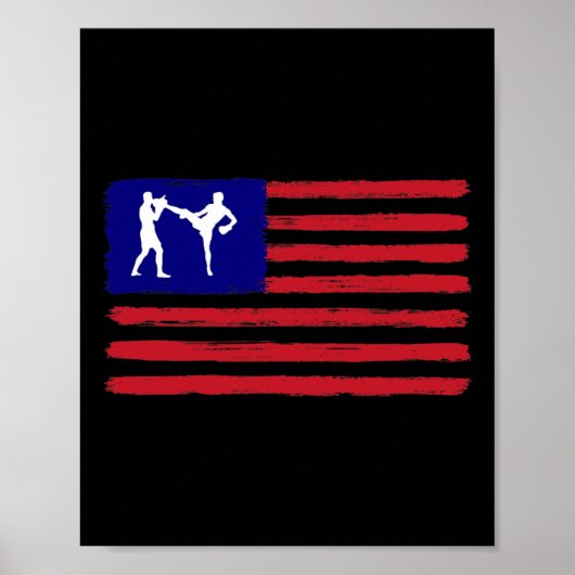 Poster Kickboxing 4 juillet Patriotique en détresse Ameri (Devant)