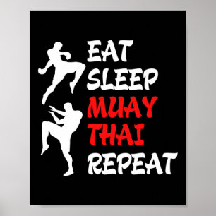 Poster Kickboxing Boxe Thaïlandaise Manger Dormir Muay Th