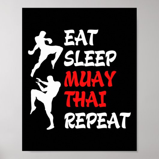 Poster Kickboxing Boxe Thaïlandaise Manger Dormir Muay Th (Devant)