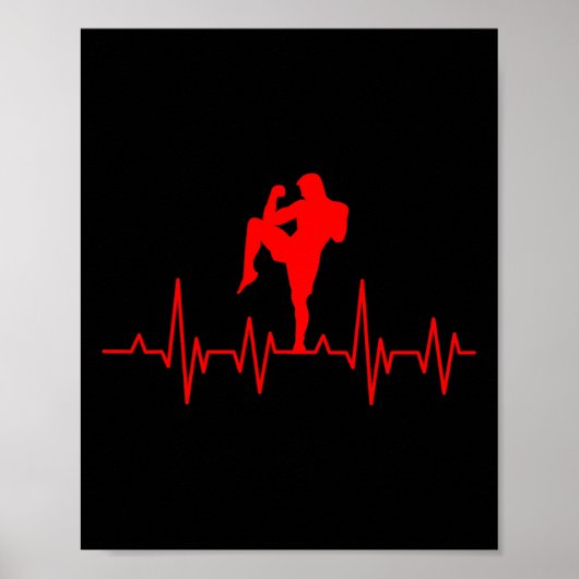 Poster Kickboxing Boxe Thaïlandaise Rythme Cardiaque Muay (Devant)