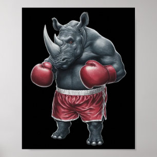Poster Kickboxing Boxer Rhino entraînement Muay Thai Rh