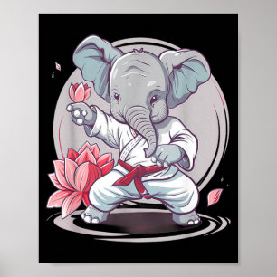 Poster Kickboxing Éléphant Karaté Taekwondo Jiu-Jitsu MMA