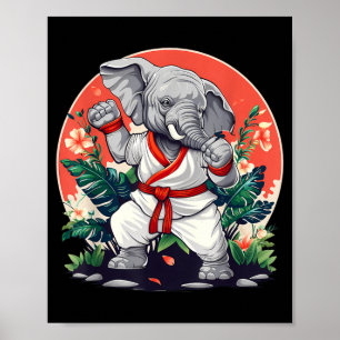 Poster Kickboxing Éléphant Taekwondo Karaté MMA Drôle