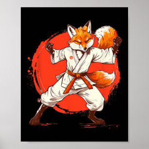 Poster Kickboxing Fox Taekwondo Karaté Mma Drôle Arts Mar