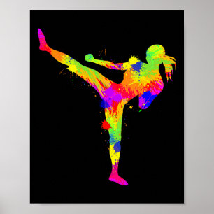 Poster Kickboxing Kickboxer Karaté Femmes Filles Enfants 