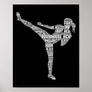 Poster Kickboxing Kickboxer Karaté Filles Femmes Enfants 