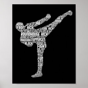 Poster Kickboxing Kickboxer Karaté Hommes Enfants Garçons