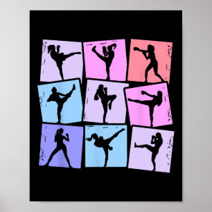 Poster Kickboxing Kickboxer Muay Thai Filles Femmes Enfan