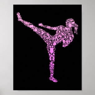 Poster Kickboxing Kickboxeuse Karaté Filles Enfants Femme