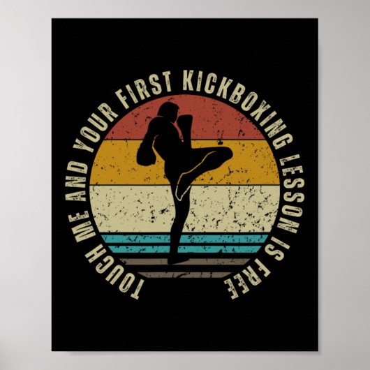 Poster Kickboxing Lesson For Free Coach Funny Kickboxer _ (Devant)