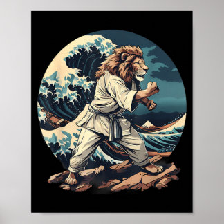 Poster Kickboxing Lion Vagues Taekwondo Jiu-Jitsu Mma Lio