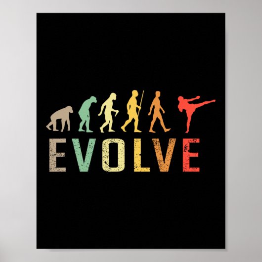 Poster Kickboxing Muay-thai Evolution Vintage Funny Desig (Devant)