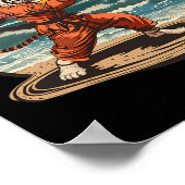 Poster Kickboxing Tiger Plage Coucher de soleil Karaté Ta (Coin)