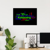 Poster Kickboxing Word Cloud brillant sur noir (Bureau à domicile)