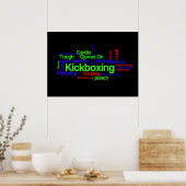 Poster Kickboxing Word Cloud brillant sur noir (Cuisine)