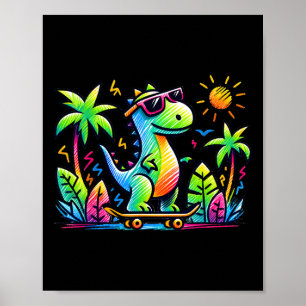 Poster Kidcore Esthétique Dinosaure Skateboard Doodle Al