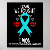Poster Kidney Disease Awareness Ribbon I Came We Fought 1 (Devant)