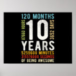 Poster Kids 10th Birthday 10 Years Old Retro Vintage<br><div class="desc">Kids 10th Birthday 10 Years Old Retro Vintage A cool and awesome gift for 10th birthday kids, or 10-Year-Old kids. A wonderful gift with a creative design printed on the gift that will delight the kids. This is a great idea for your kids, your grandchildren, your niece and nephew, your...</div>
