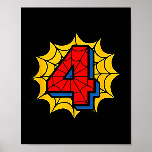 Poster Kids 4th Birthday Sder Theme Party 4 Year Old Boys (Devant)