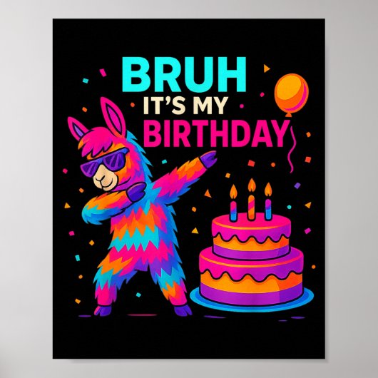 Poster Kids Dabbing Llama Birthday Funny Bday Party Tee (Devant)