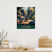 Poster *~* Kids Dinosaur Monogramme AP71 Lettre V (Cuisine)