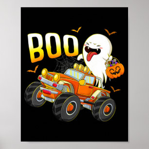 Poster Kids Fun Boo Riding Monster Truck Halloween Costum