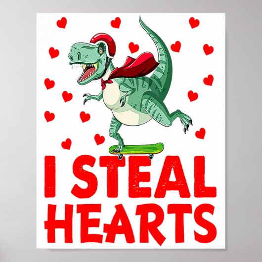 Poster Kids I Steal Hearts Dinosaur Valentines Day For Ba (Devant)