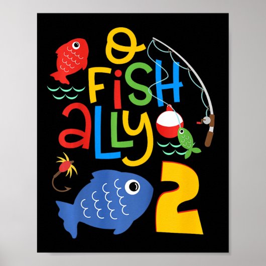 Poster Kids O-fish-ally Two Birthday Decorations 2 Year O (Devant)