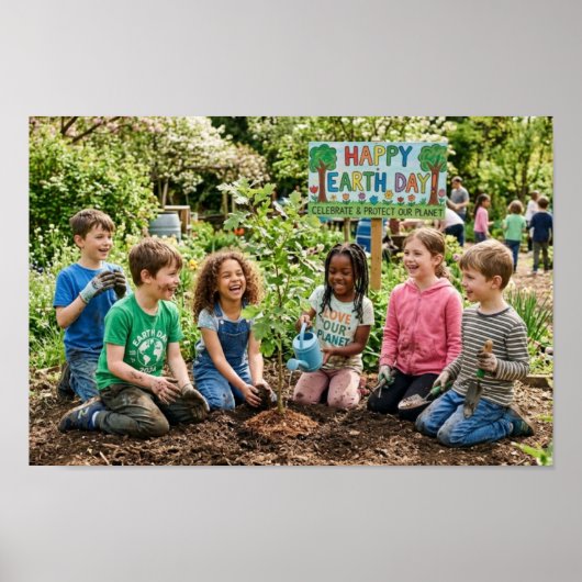 Poster Kids Planting Trees - Celebrate & Protect (Devant)