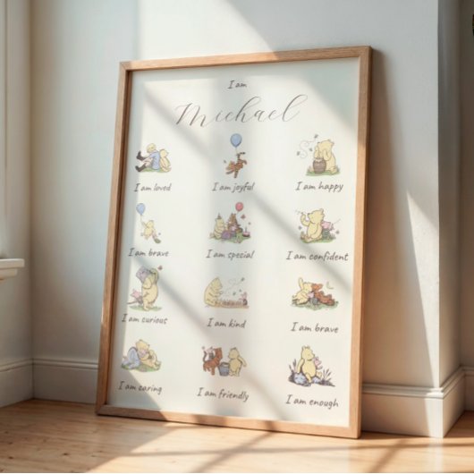 Poster Kids Positive Affirmation Winnie the Pooh Themed