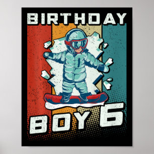 Poster Kids Snowboard 6e anniversaire Boy 6 Snowboard 6e