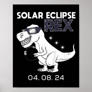 Poster Kids Solar Eclipse T Rex 04.08.2024 Dino Fun Toddl