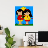 Poster Kid's Two Best Friends Girls Blue (Bureau à domicile)