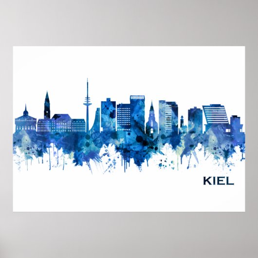 Poster Kiel Allemagne Skyline Blue (Devant)
