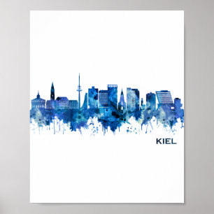 Poster Kiel Allemagne Skyline Blue