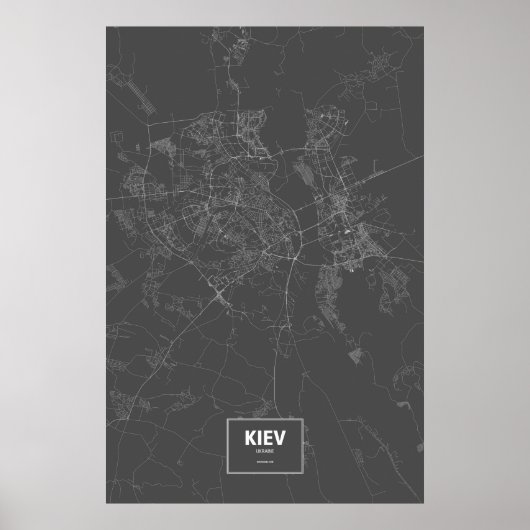 Poster Kiev, Ukraine (blanc sur noir) (Devant)