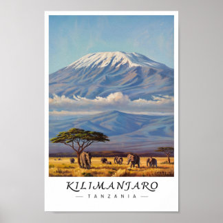 Poster Kilimanjaro Tanzanie Art Mural, Montagne Africaine